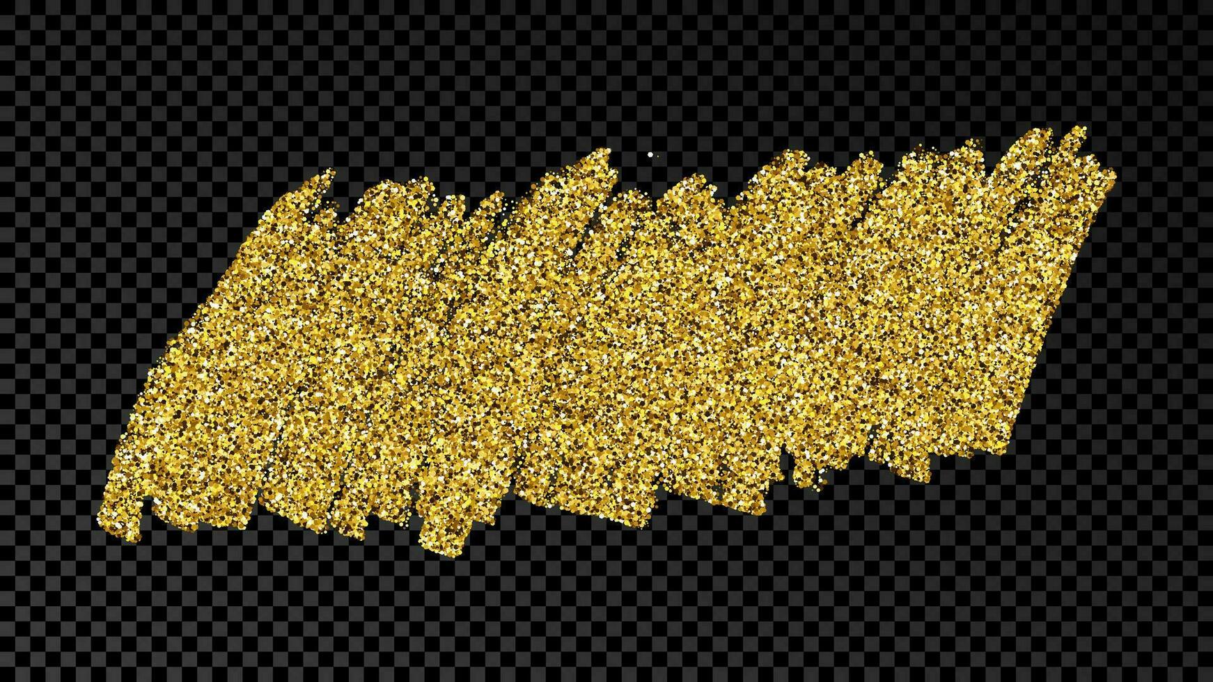 Hand drawn ink spot in gold glitter. Gold ink spot with sparkles isolated on dark vector