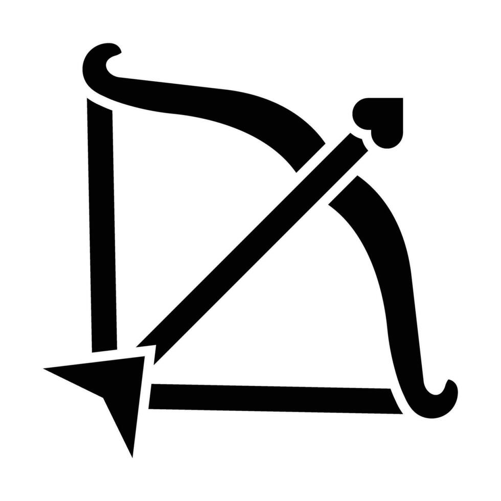 Bow And Arrow Vector Glyph Icon For Personal And Commercial Use.