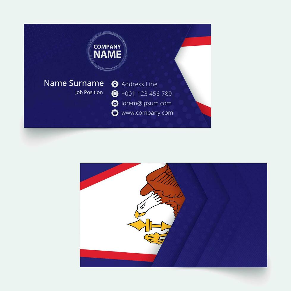 American Samoa Flag Business Card, standard size 90x50 mm business card template. vector