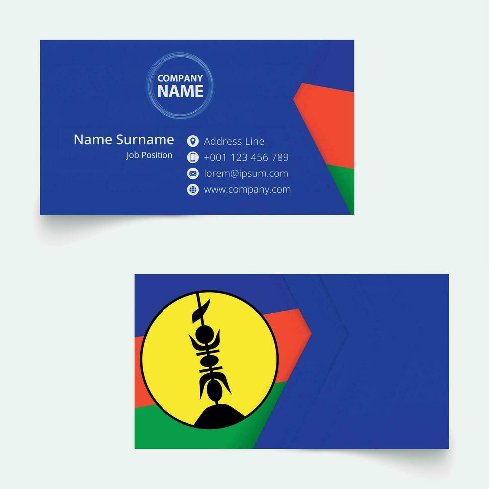 New Caledonia Flag Business Card, standard size 90x50 mm business card template. vector