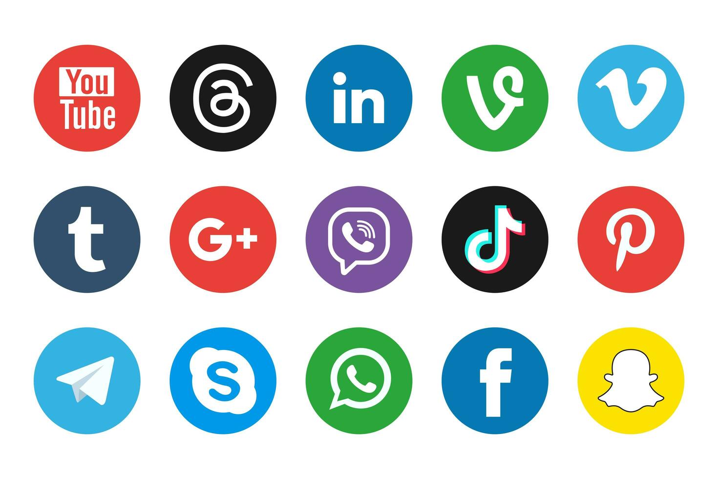 Set of the most popular social media icons photo