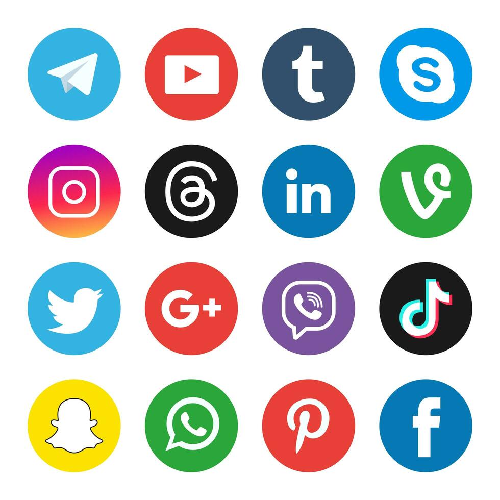 Set of the most popular social media icons photo