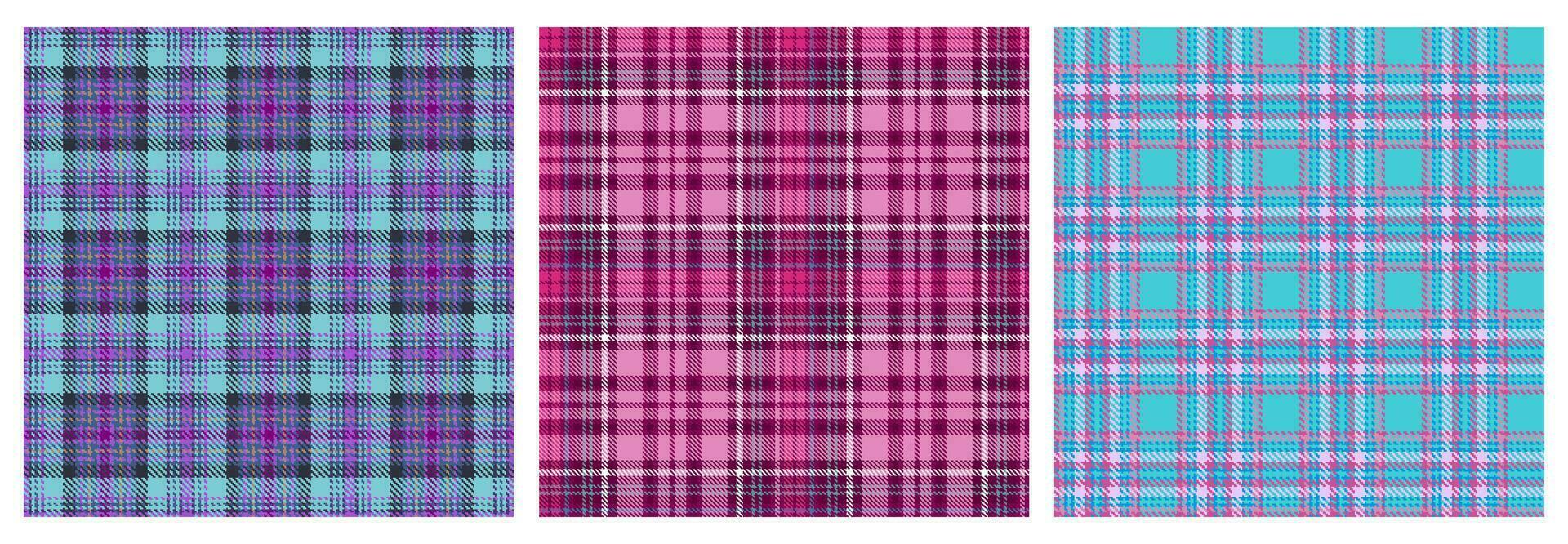 Tartan check plaid texture seamless pattern in pink, blue,green, yellow, white Modern print in barbie ken style for fashion, home decor and stationary Scottish vichy texture Vector illustration