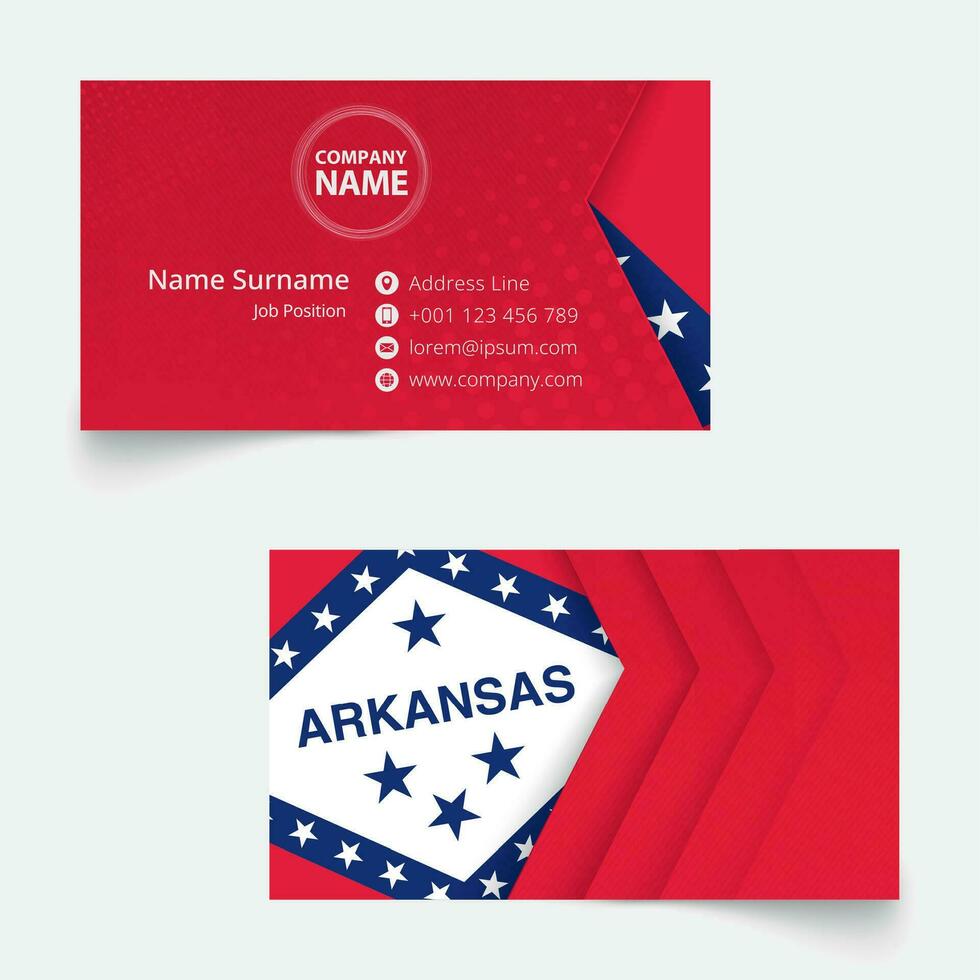 Arkansas Flag Business Card, standard size 90x50 mm business card template. vector