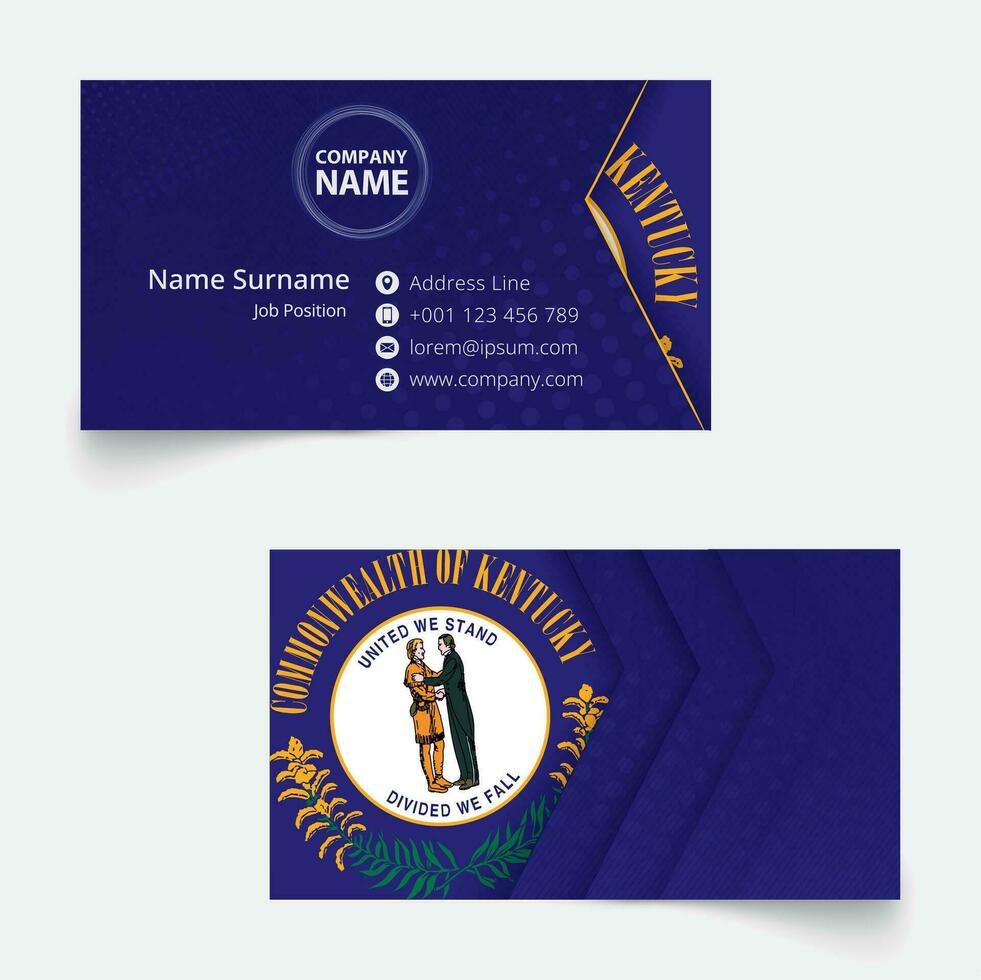 Kentucky Flag Business Card, standard size 90x50 mm business card template. vector
