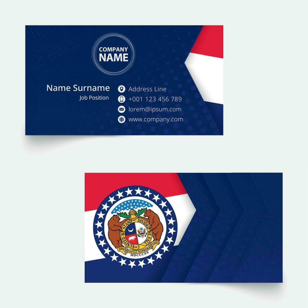 Missouri Flag Business Card, standard size 90x50 mm business card template. vector