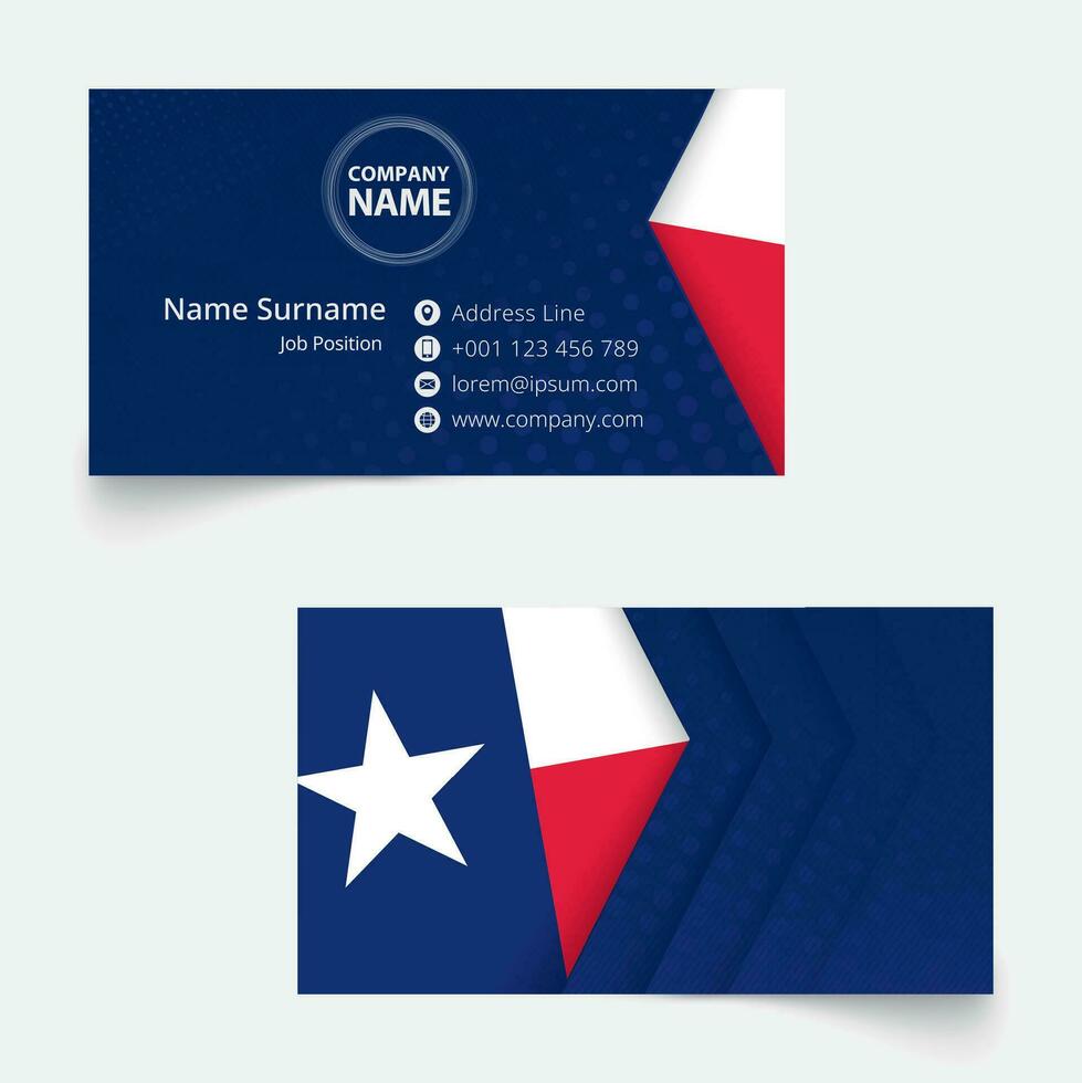 Texas Flag Business Card, standard size 90x50 mm business card template. vector