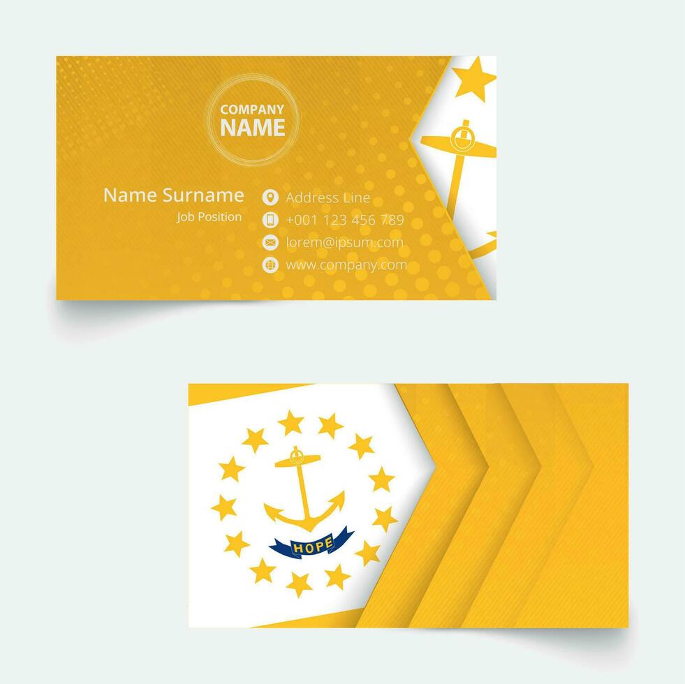 Rhode Island Flag Business Card, standard size 90x50 mm business card template. vector