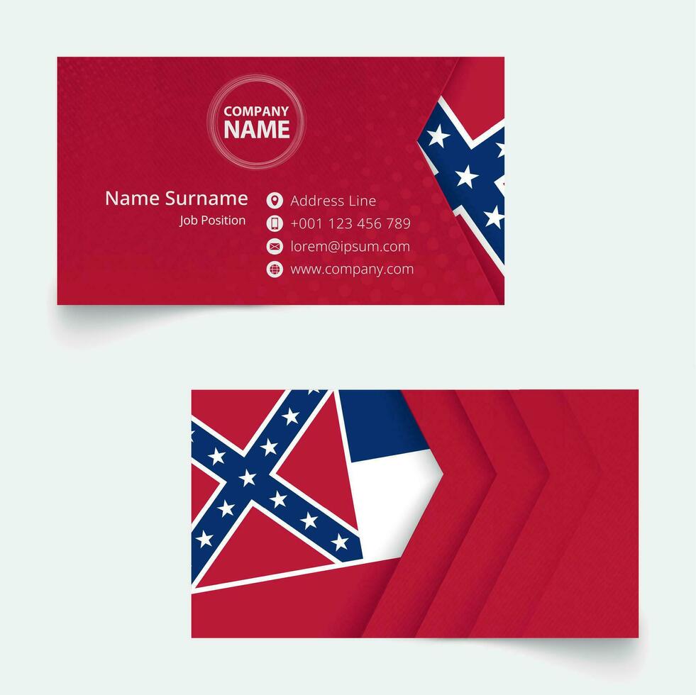 Mississippi Flag Business Card, standard size 90x50 mm business card template. vector