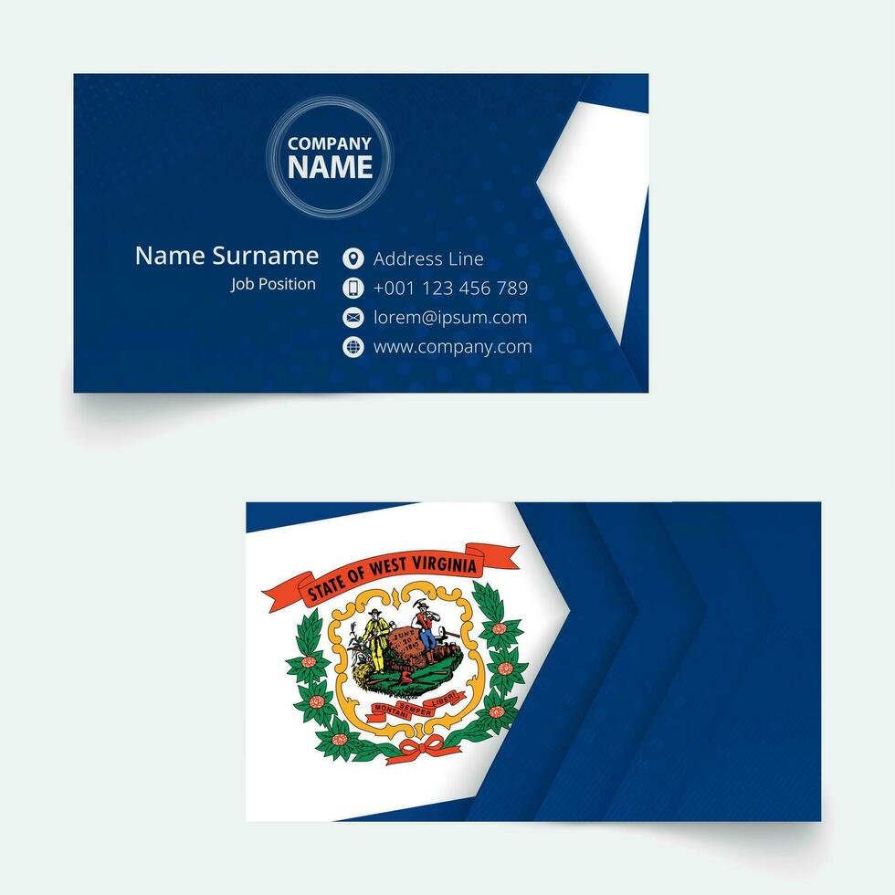 West Virginia Flag Business Card, standard size 90x50 mm business card template. vector