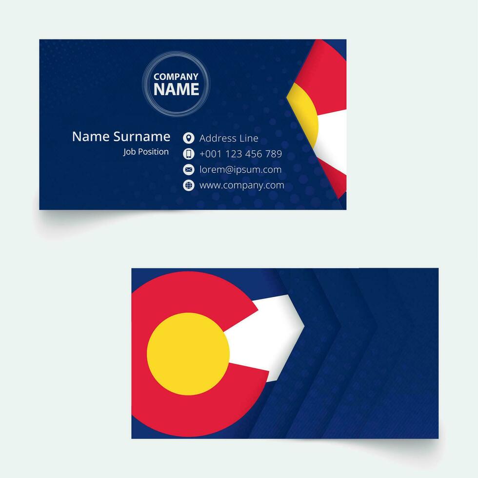 Colorado Flag Business Card, standard size 90x50 mm business card template. vector