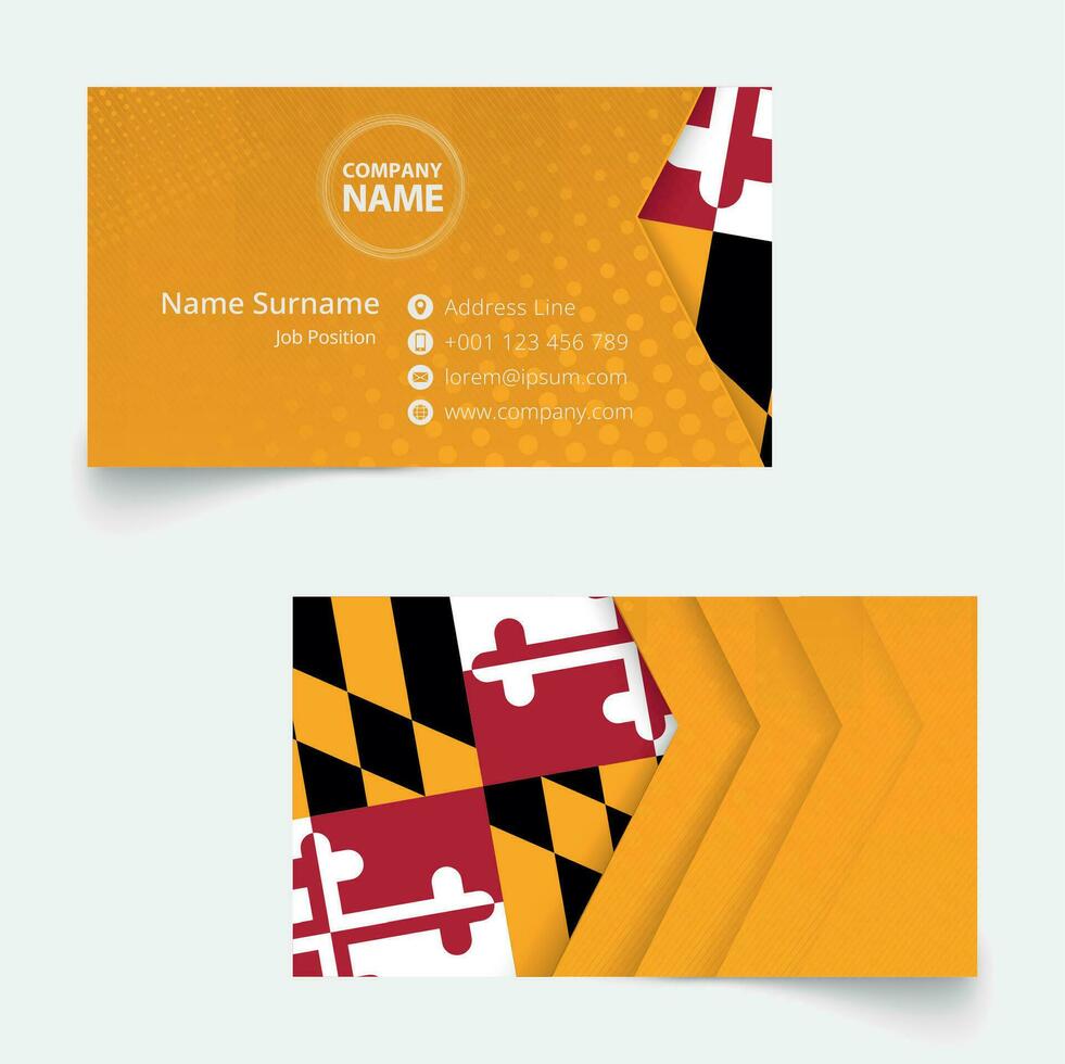 Maryland Flag Business Card, standard size 90x50 mm business card template. vector