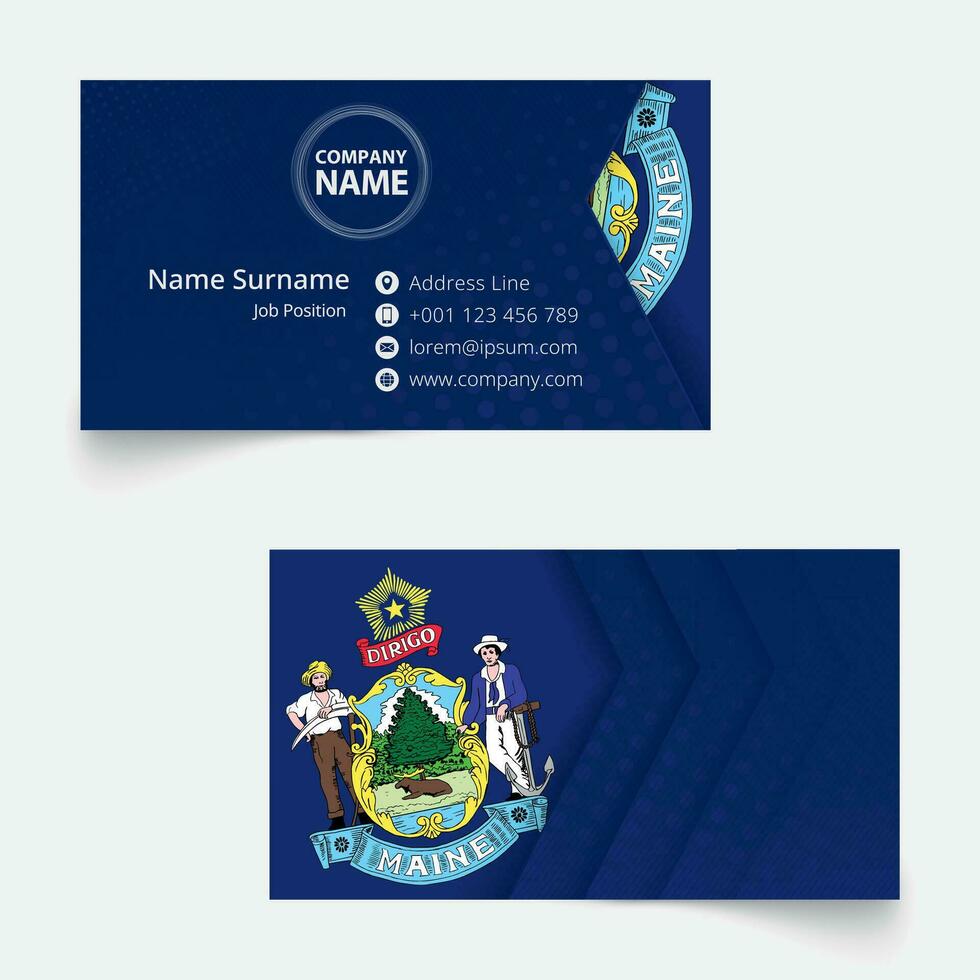 Maine Flag Business Card, standard size 90x50 mm business card template. vector