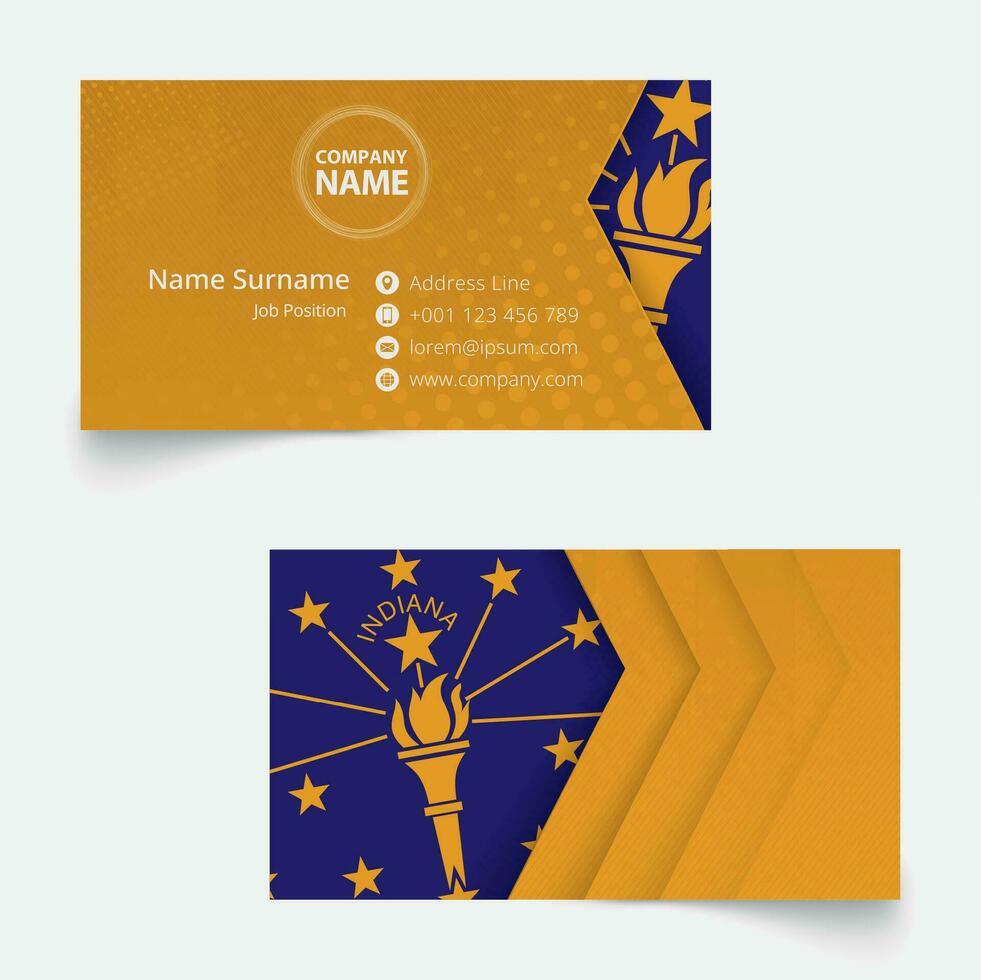 Indiana Flag Business Card, standard size 90x50 mm business card template. vector