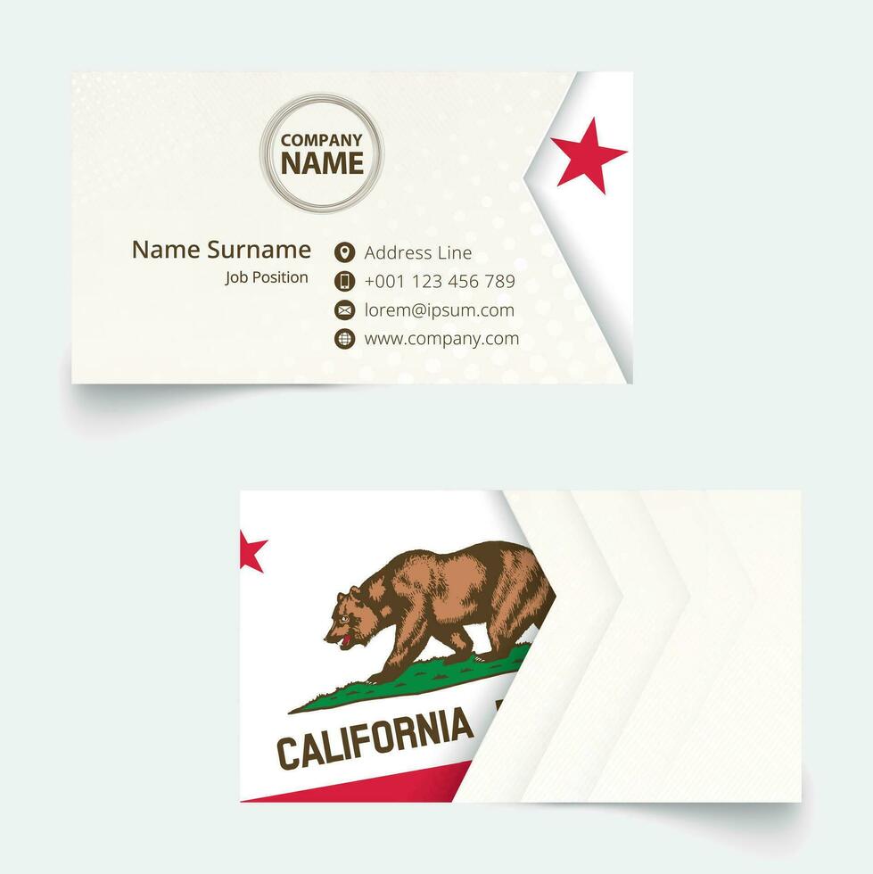 California bandera negocio tarjeta, estándar Talla 90x50 mm negocio tarjeta modelo. vector