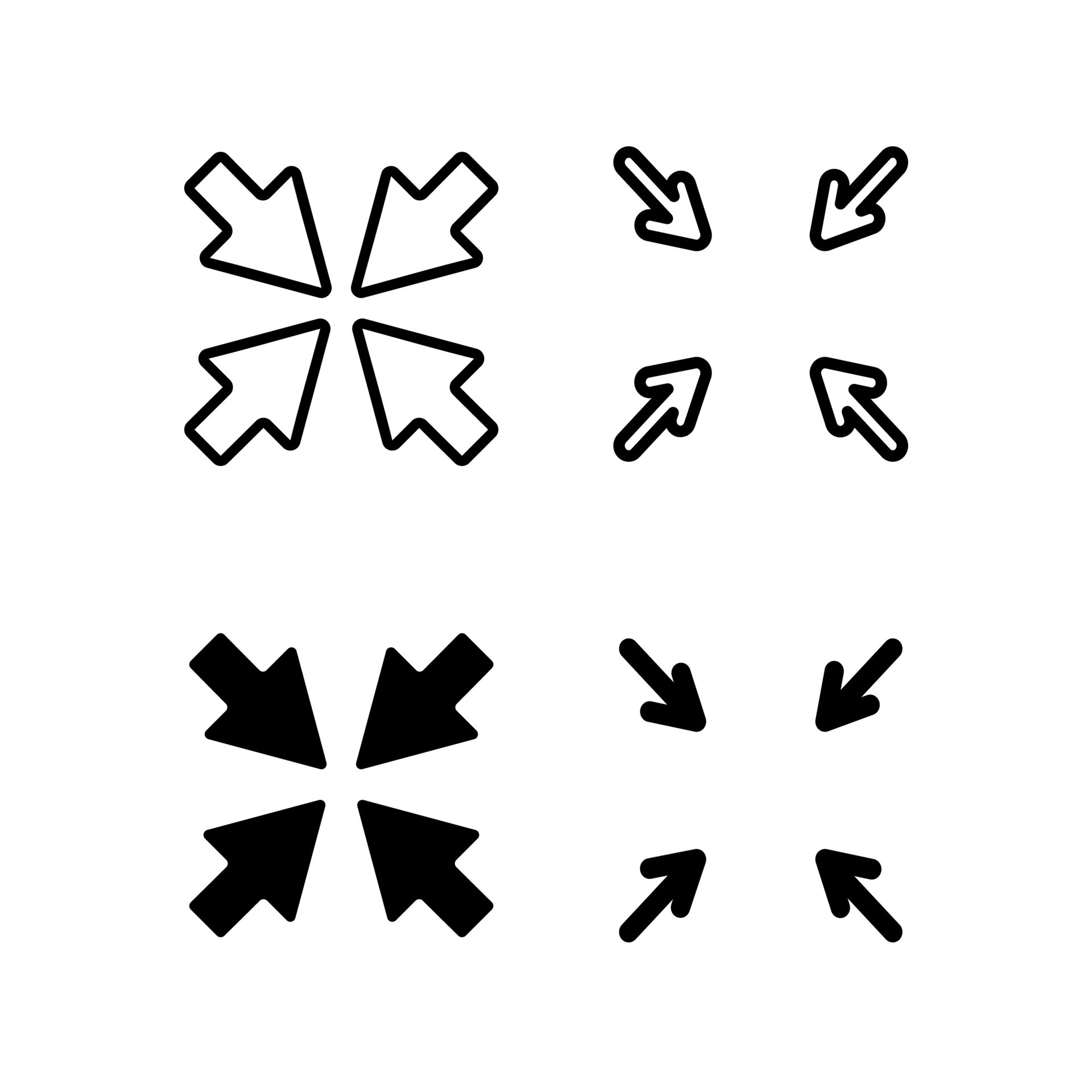 minimize icon set ,small scale arrow icon. resize shrink icon - four ...