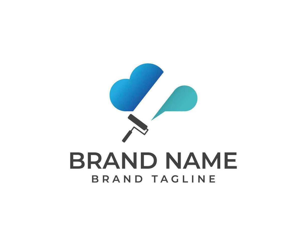 Cloud painting logo. combination painting with the cloud. internet data template design. connection logo design. vector