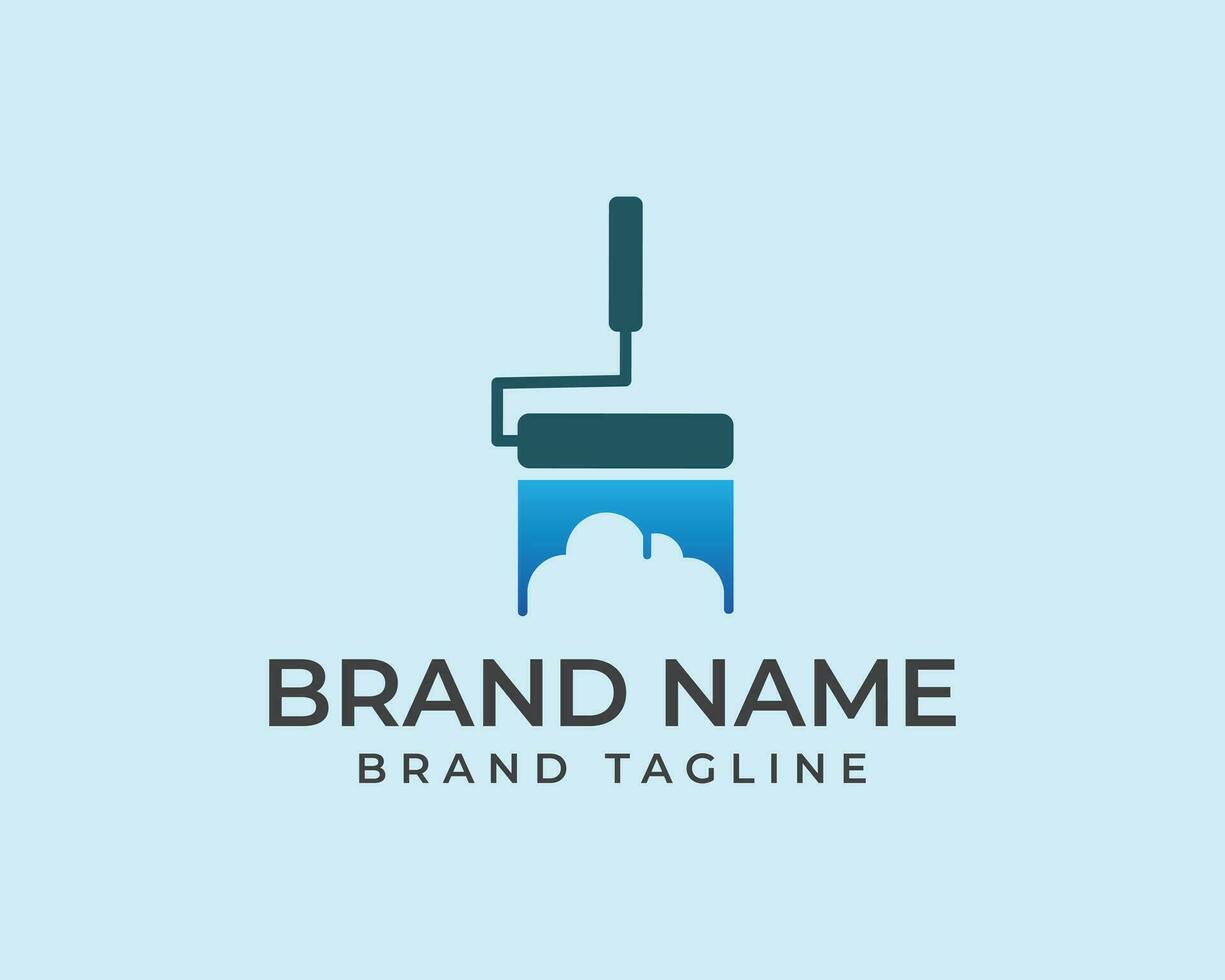 Cloud painting logo. combination painting with the cloud. internet data template design. connection logo design. vector