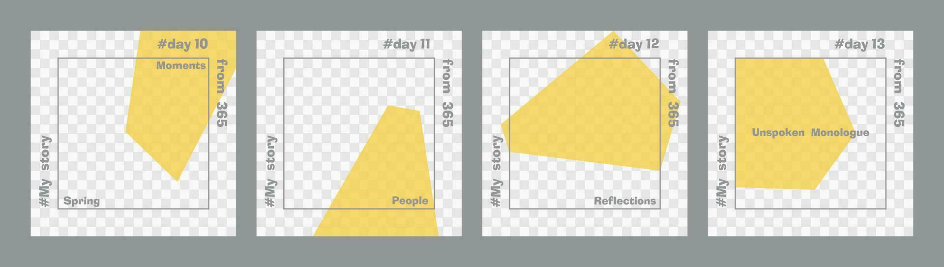 conjunto de mínimo cuadrado publicaciones trasparente amarillo geométrico formas y gris texto modelo. sitio para tu foto. cada día diseño concepto para año mejor para social medios de comunicación enviar y web Internet anuncios vector