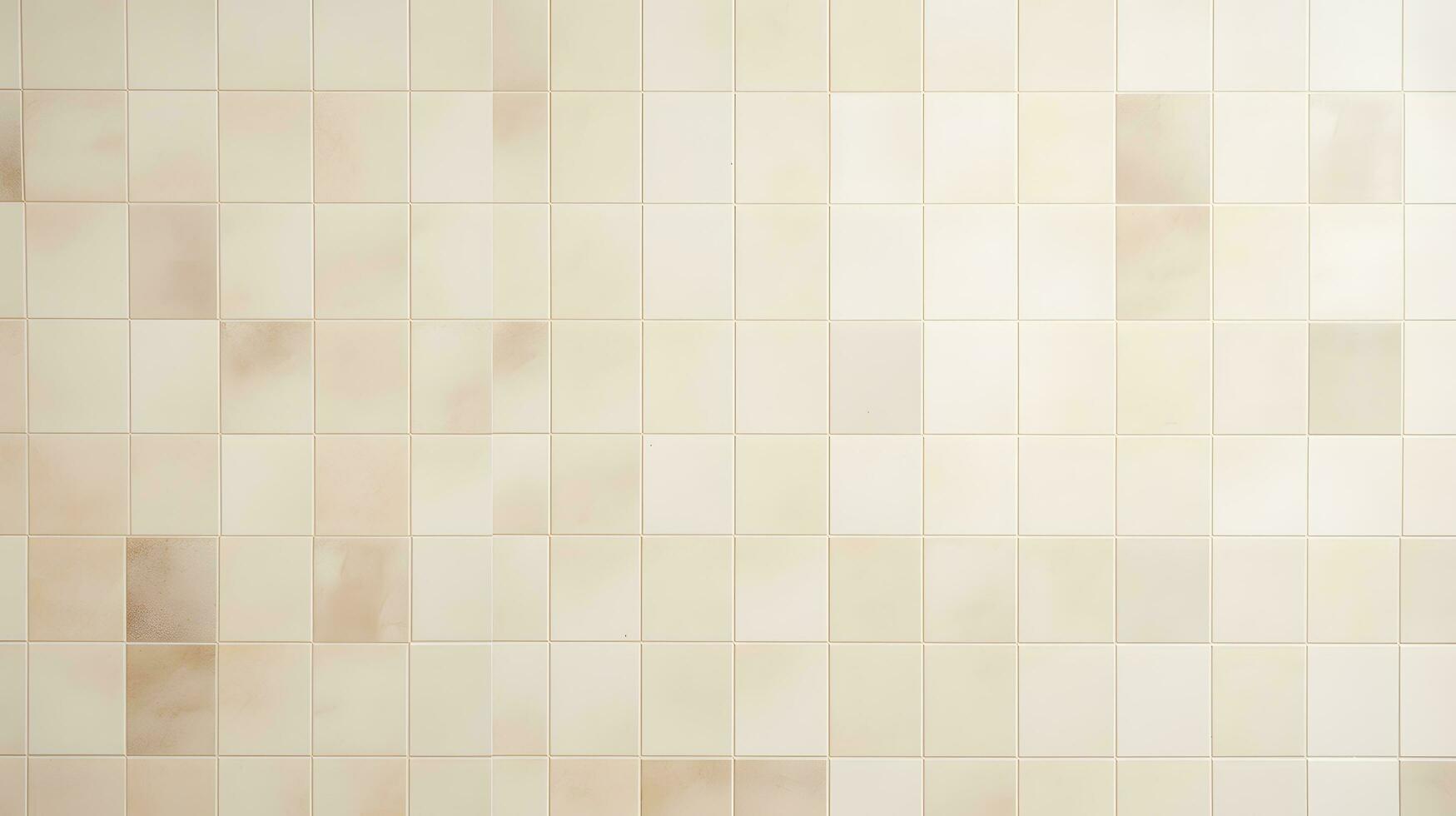 crema ligero cerámico pared a cuadros y piso losas mosaico antecedentes. ai generado foto