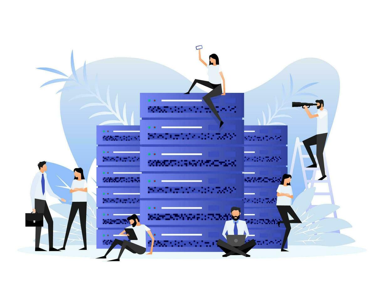 Data center people. Vector illustration digital design
