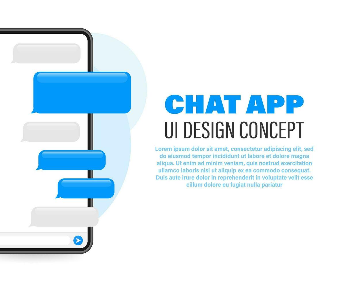 Trendy chat application with Dialogue window. Sms Messenger. Vector illustration.