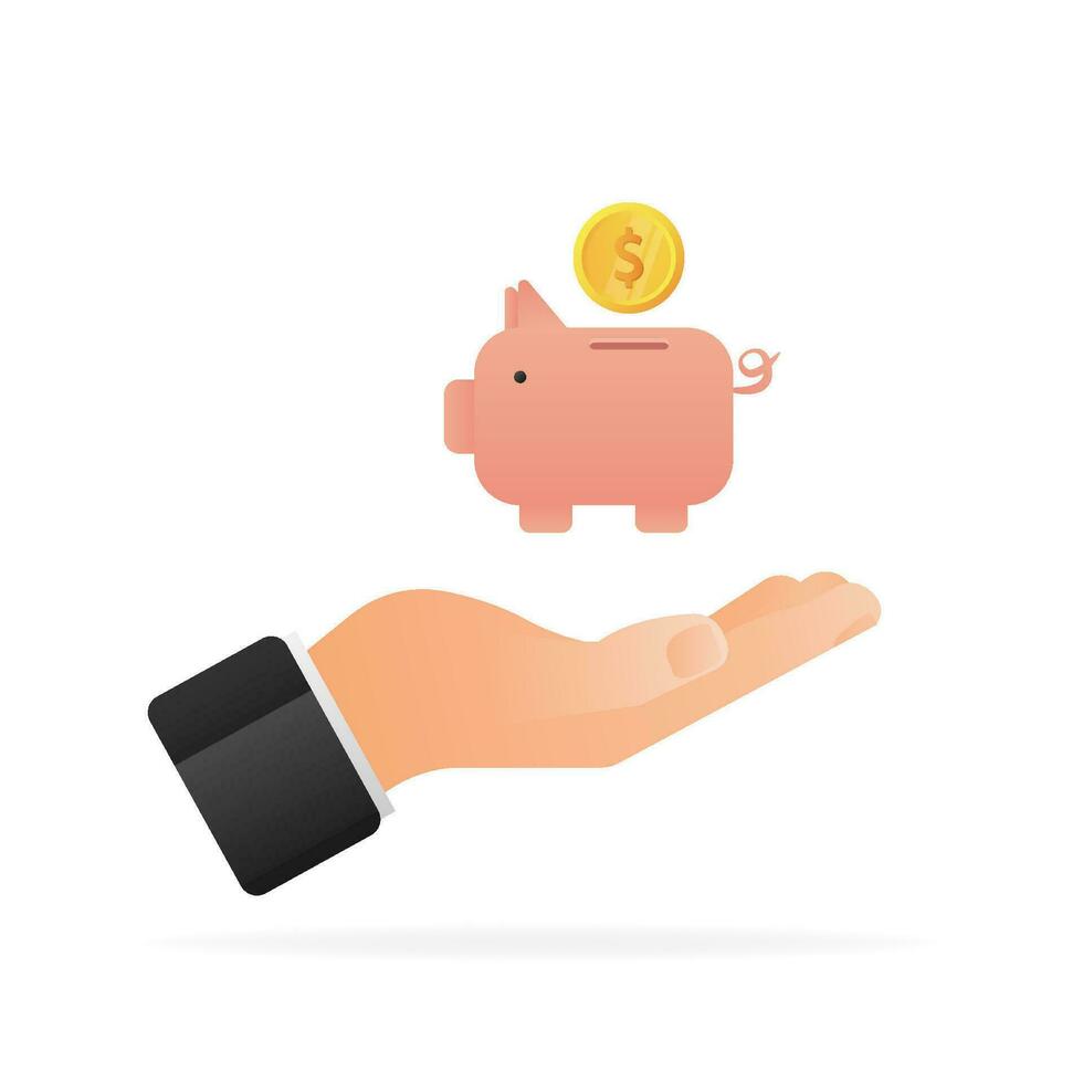 Money Piggy bank creative business concept. Financial services. Vector illustration.