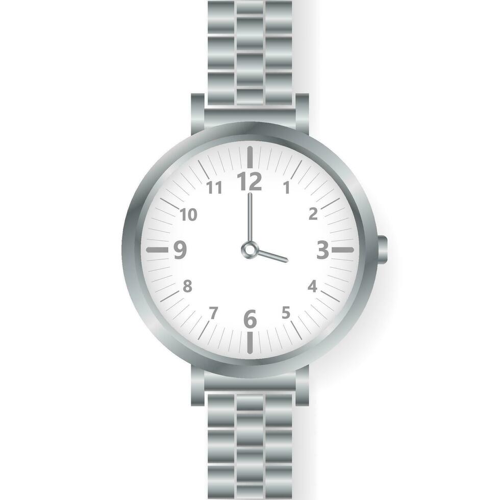 Analog watch mens wristwatch on white background. vector