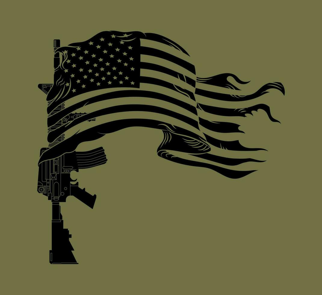 Usa Rifle Flag, Second Amendment, M4 carbine vector