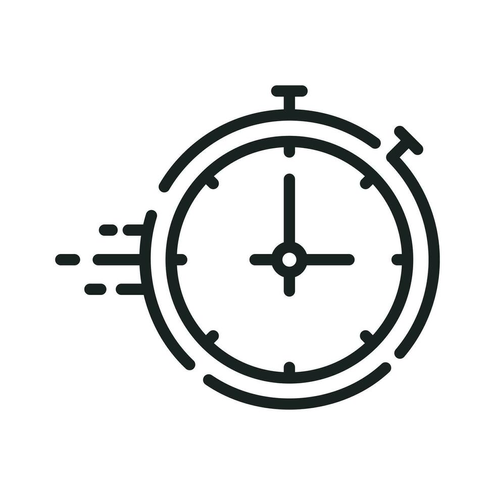 Clock or stopwatch timer with speed marks, Fast running time symbol thin  line vector icon. Editable stroke Stock Vector Image & Art - Alamy