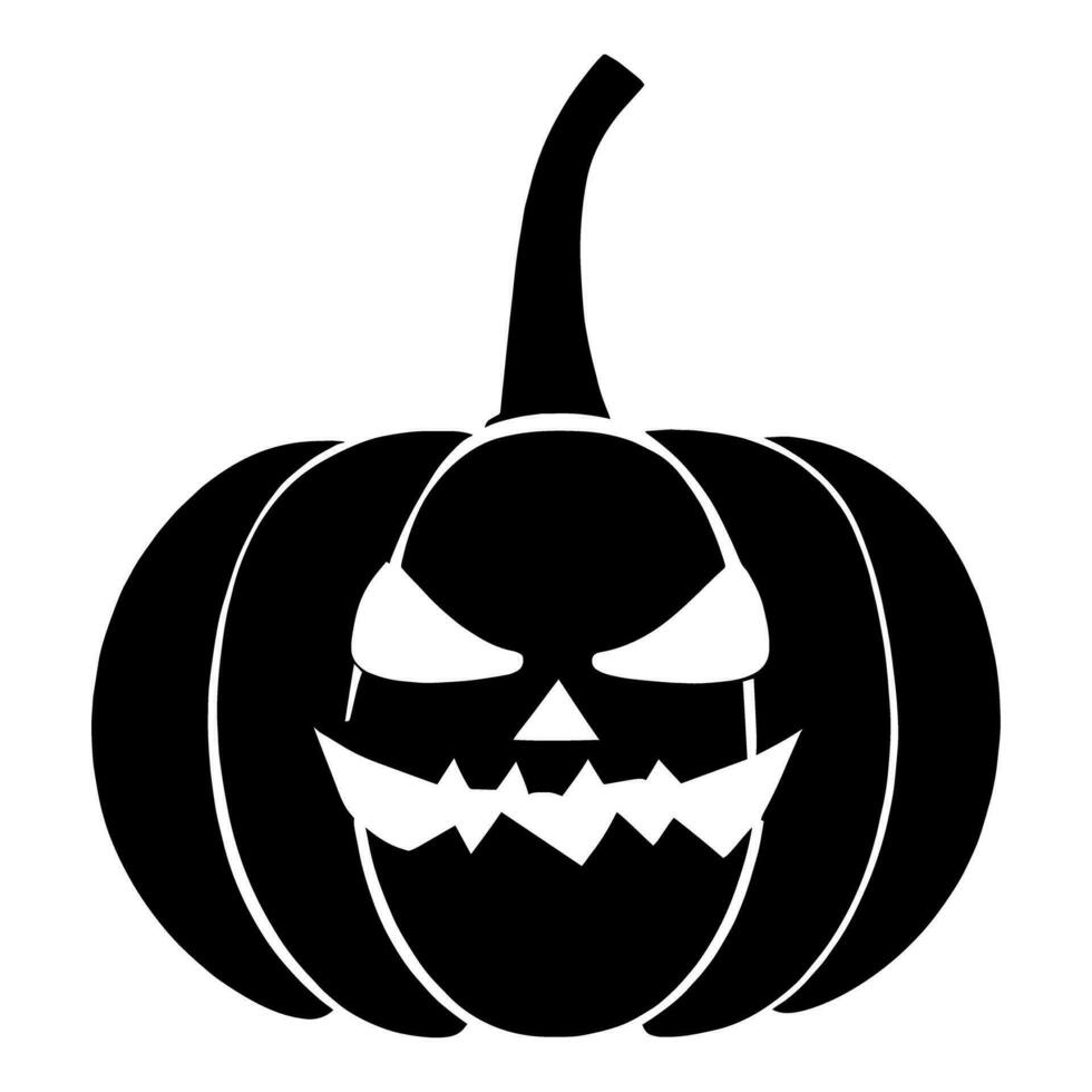 Jack O Lantern Silhouette. Halloween pumpkin. Vector illustration