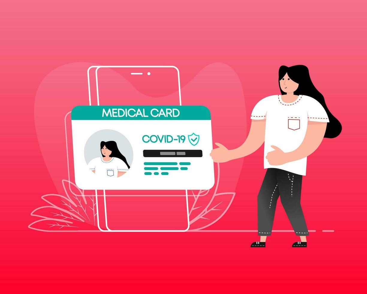 Medical insurance card. Health passport, health care policy. vector