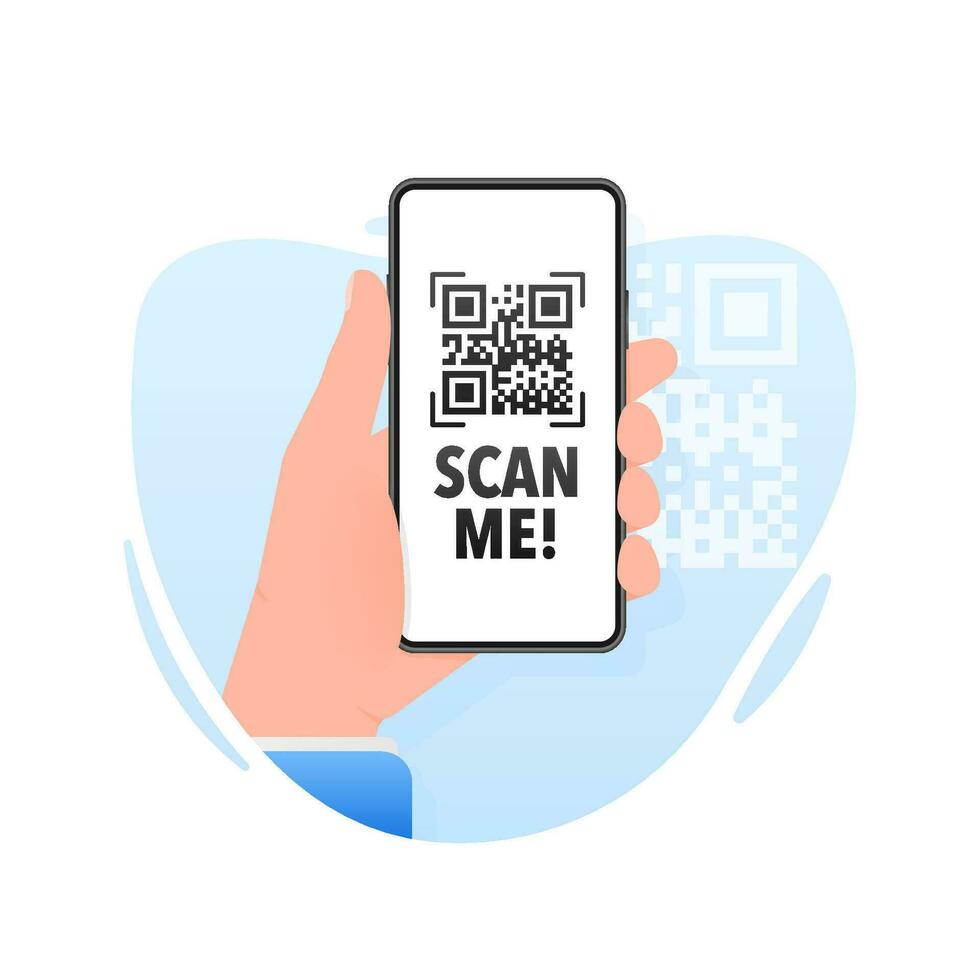 Scan me icon with QR code. Inscription scan me. QR code label. vector