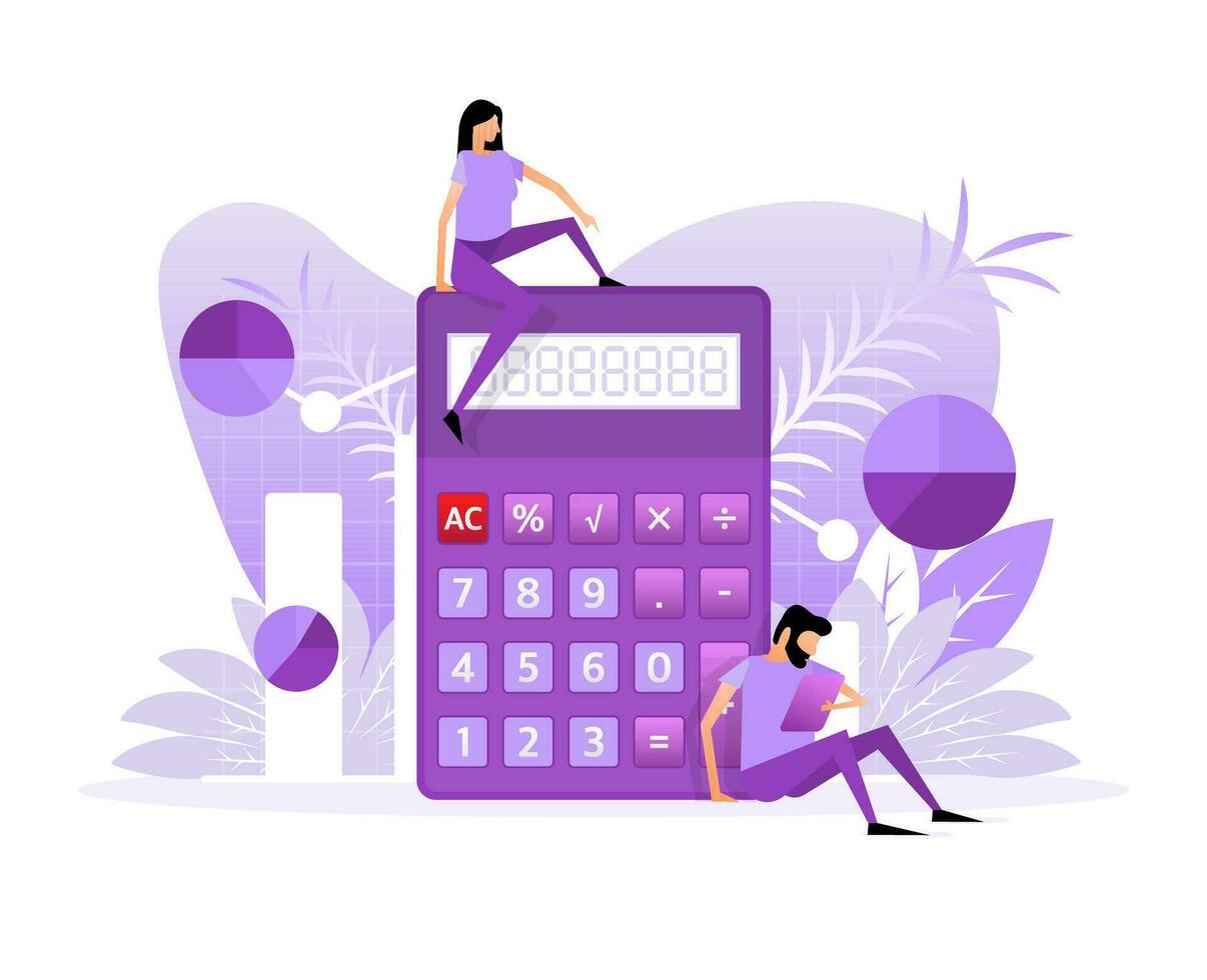 Modern calculator with people, great design for any purposes vector