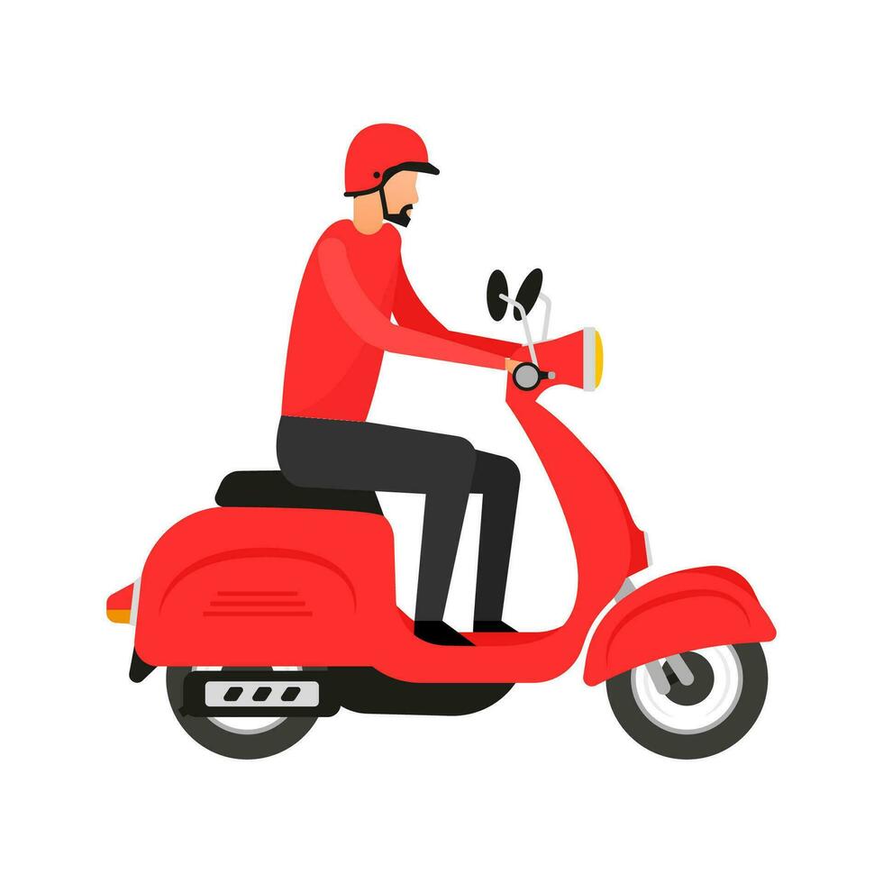 Scooter transport. Food delivery. Motorcycle. Retro scooter. vector