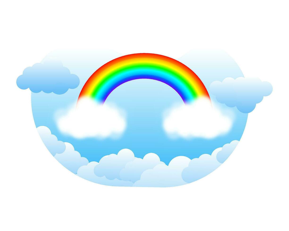 Beautiful rainbow, Beautiful meteorological phenom. Vector illustration.