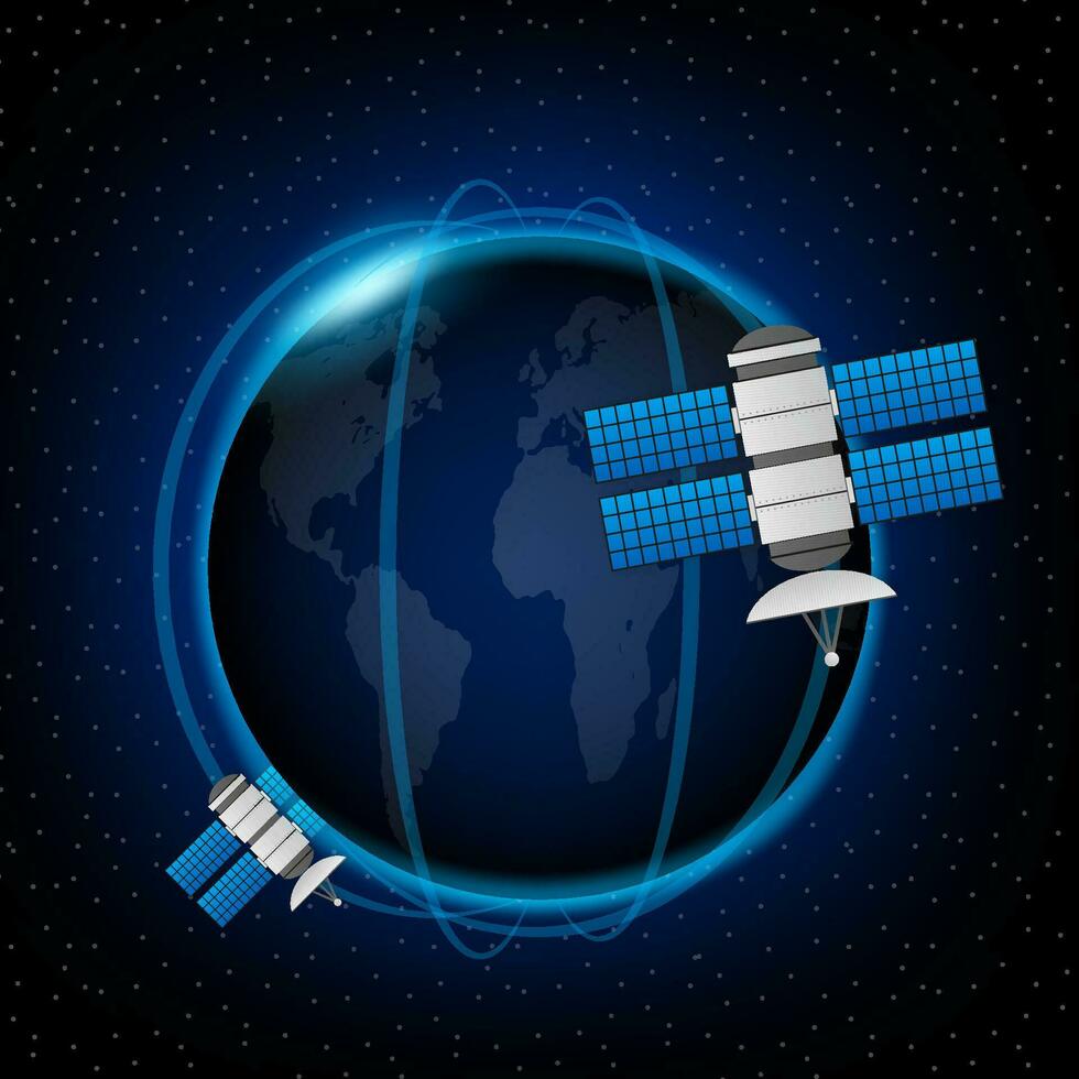 artificial satélites GPS. comunicación, navegación concepto. vector ilustración.