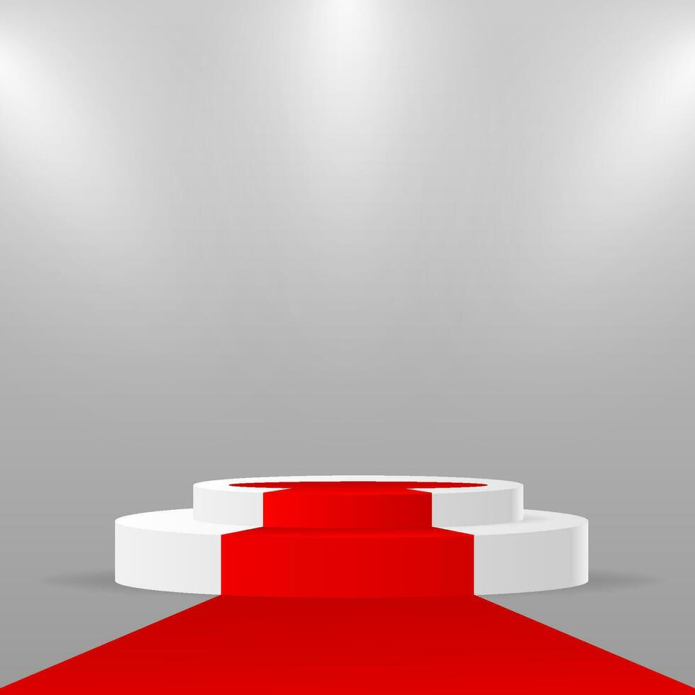 Winner podium. Vector geometric platform. red technology background. Award ceremony background