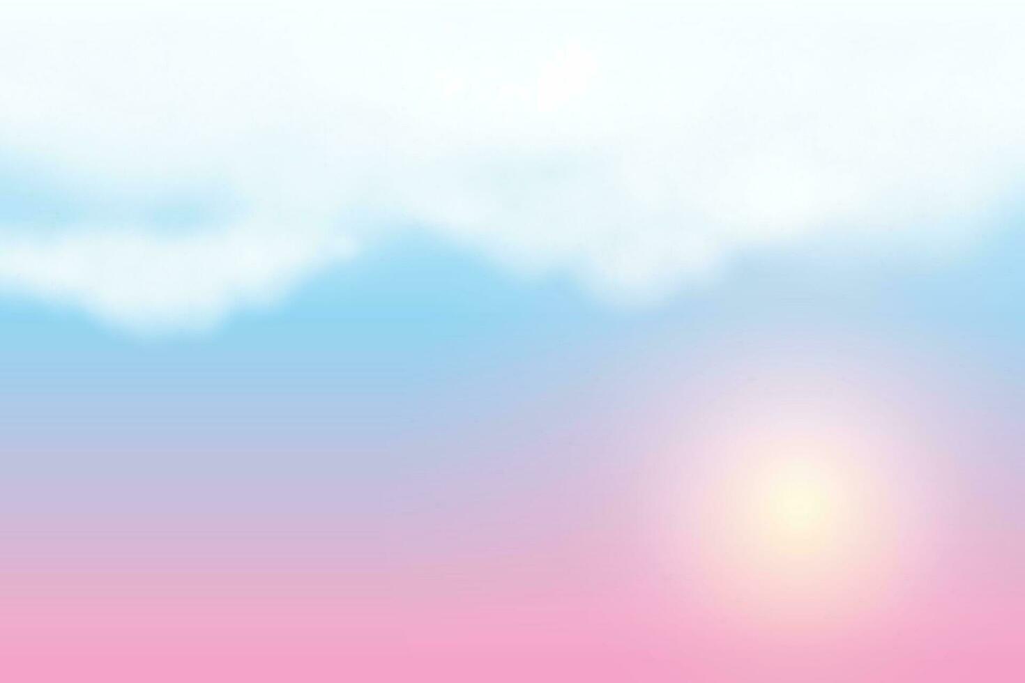 Sunny sky pastel background, beautiful cloudscape, on the heaven, view over white fluffy clouds, freedom concept vector