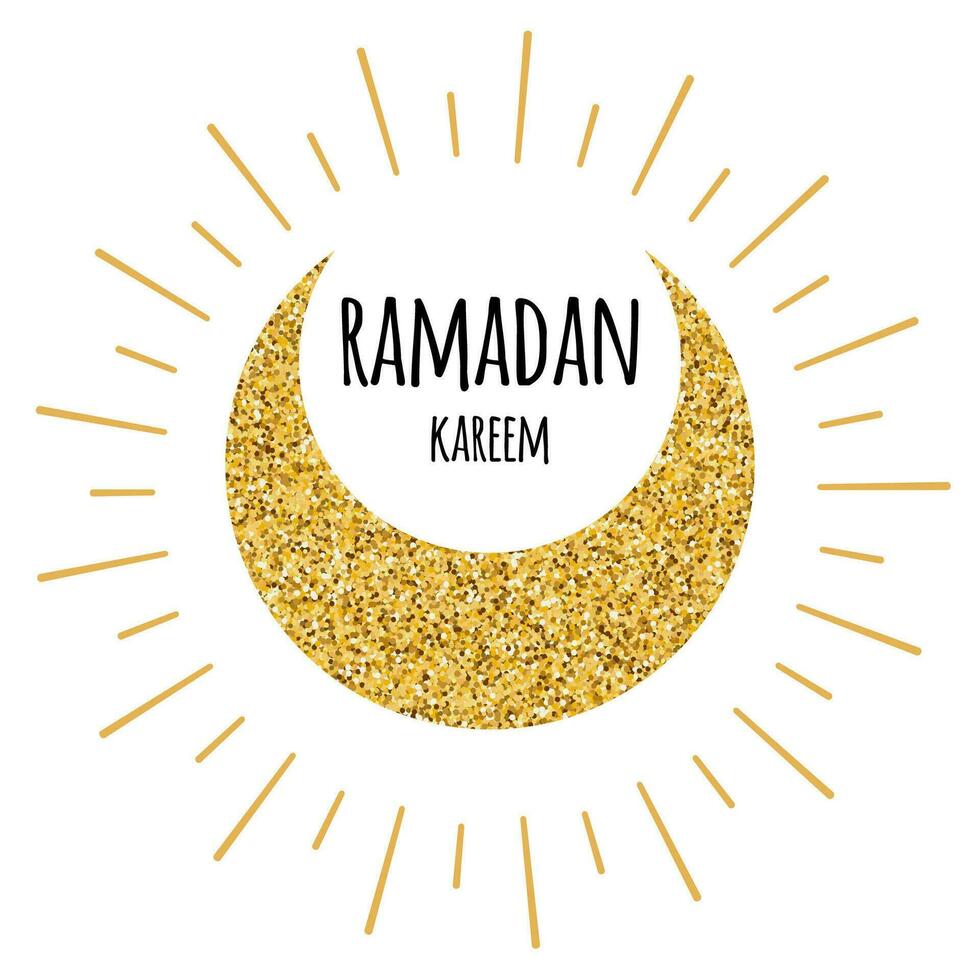 Creative vector crescent bright gold moon for Holy Month of Muslim Community, Ramadan Kareem celebration made in gold sparkling style