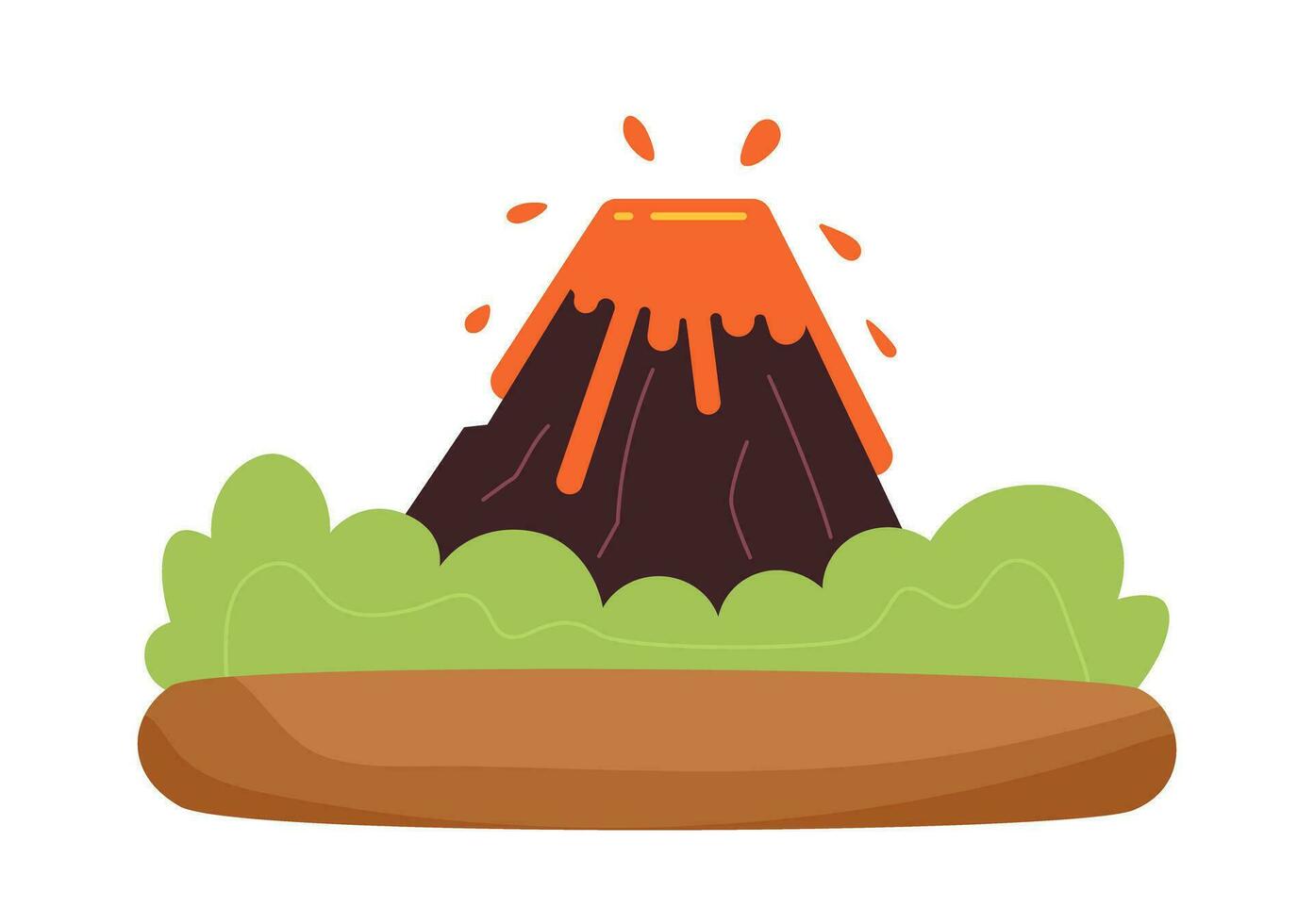 Expulsion of molten lava semi flat colour vector object. Natural disaster. Volcano eruption. Editable cartoon clip art icon on white background. Simple spot illustration for web graphic design