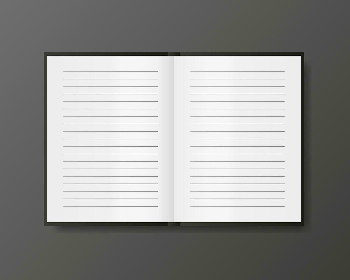 Note page mockup for cover design. Business design. Poster design. White background. Business card. Book page. Vector illustration.