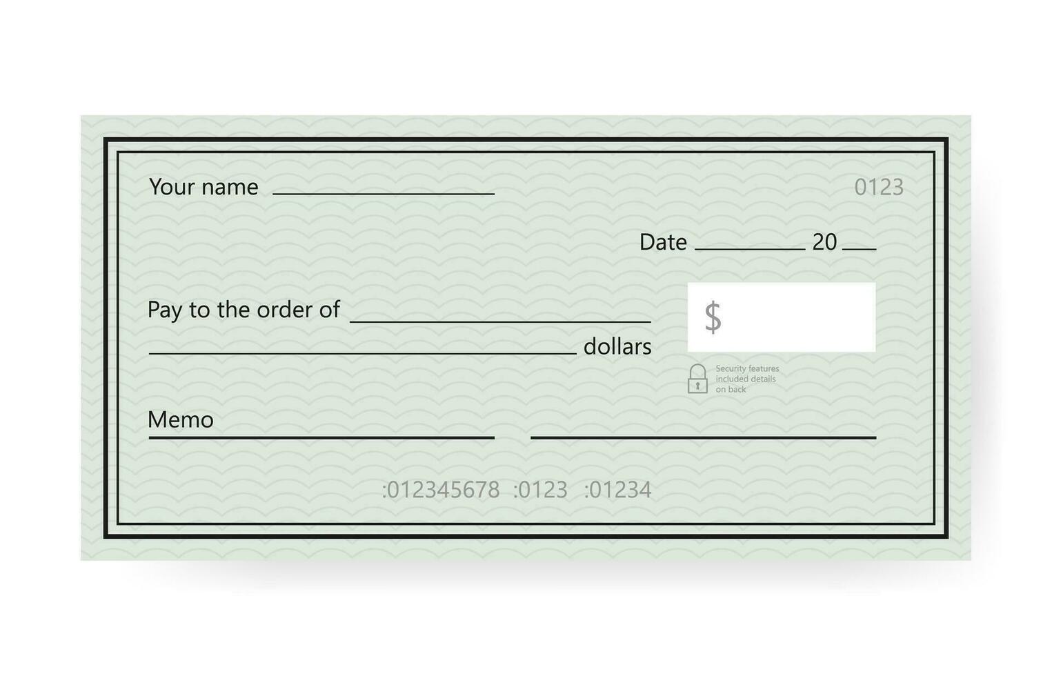 Blank check template. Banking check template. Vector illustration Blank check template. Banking check template. Vector illustration
