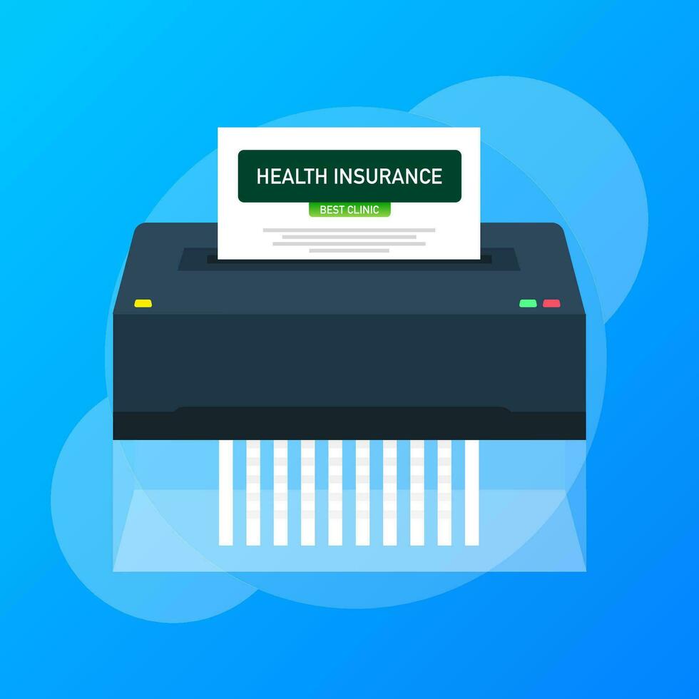 Health insurance in flat style with shredder. Flat vector. Vector banner. Web banner. Medical infographic