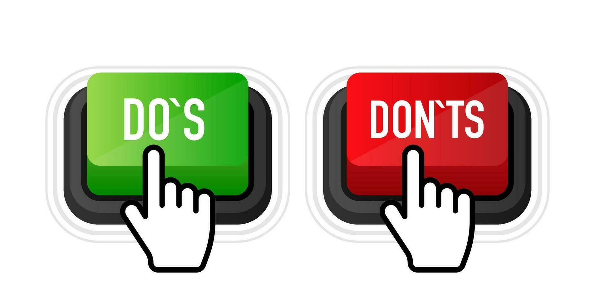 Dos and Donts button. Approved and Rejected. Positive feedback concept. 3D flat button. Vector illustration.