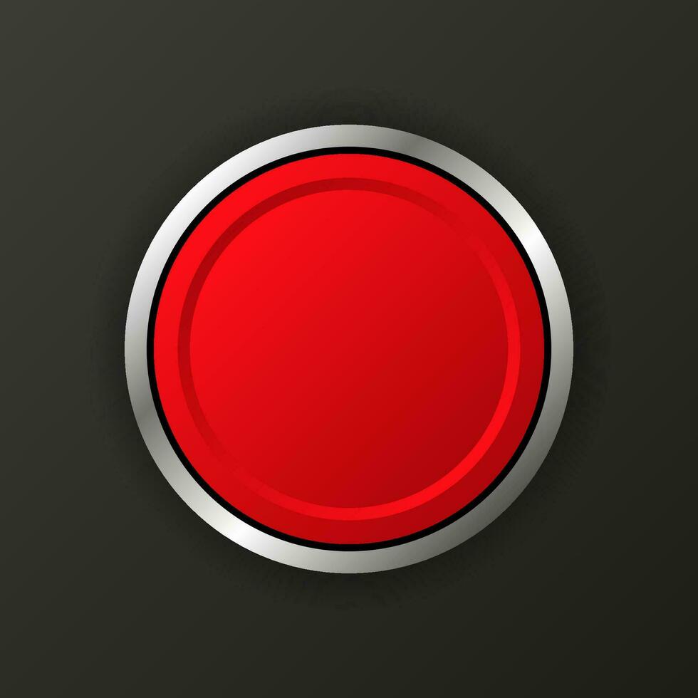 3D realistic button on black background. Vector illustration.