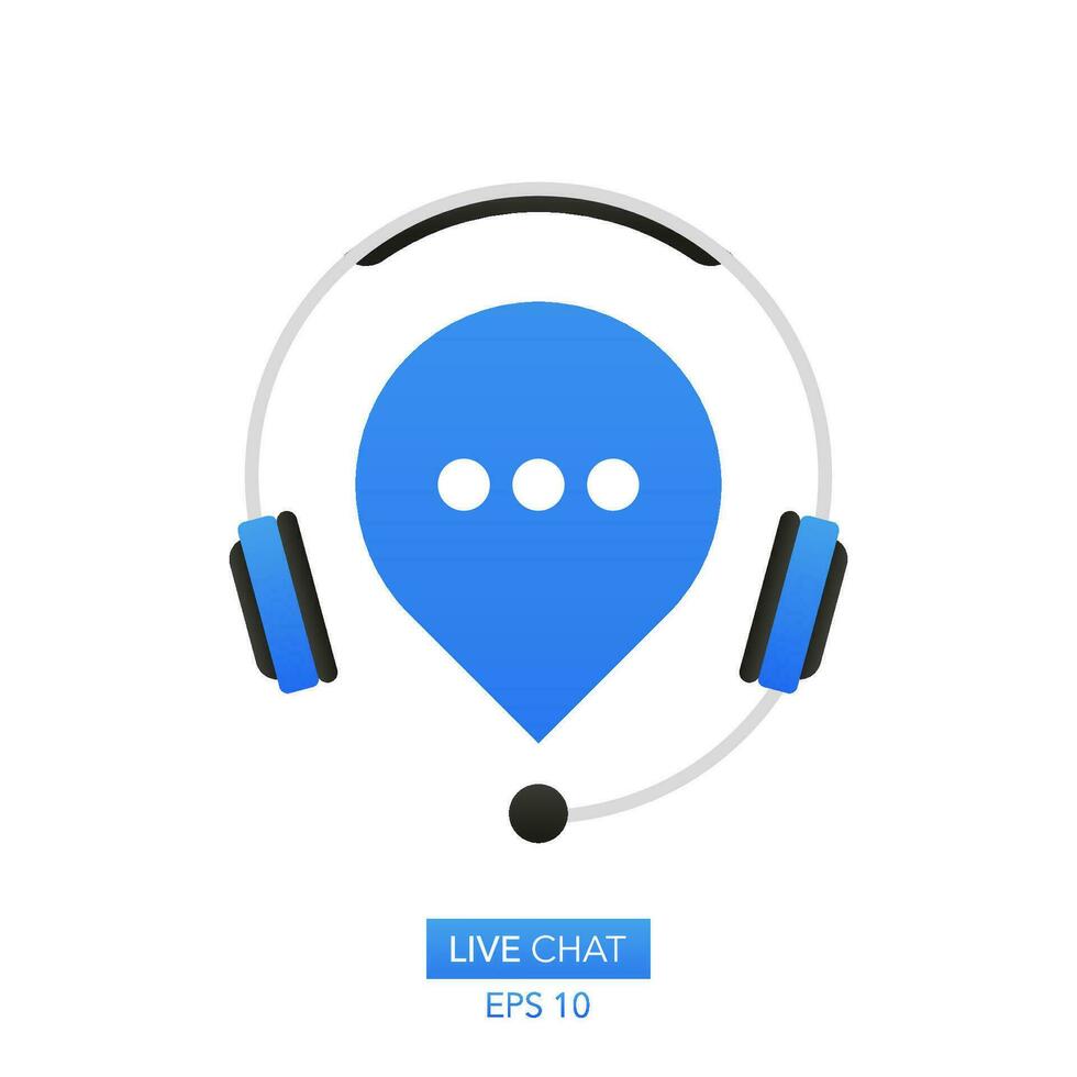 Live chat in flat style. Online support call center. Customer service. Client comment. Live button. Client support online helpline. vector