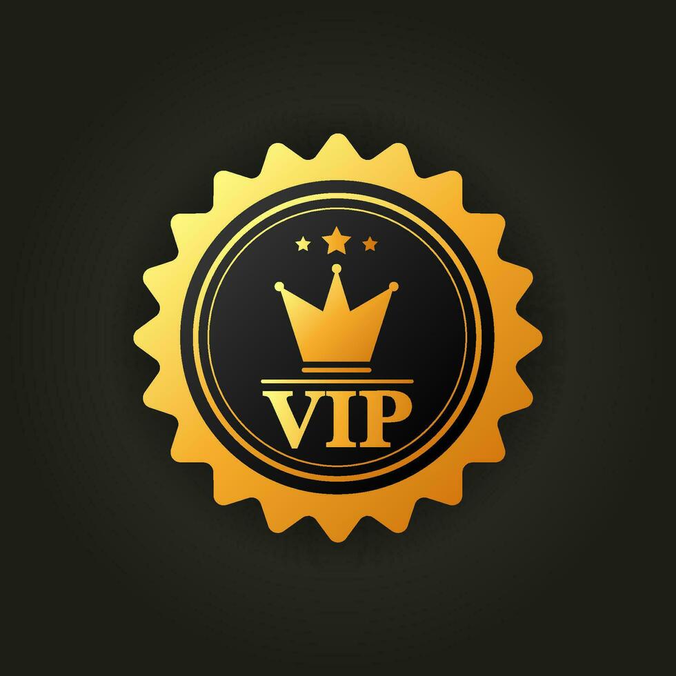 dorado símbolo de exclusividad, el etiqueta VIP con Brillantina. muy importante persona - VIP icono. vector