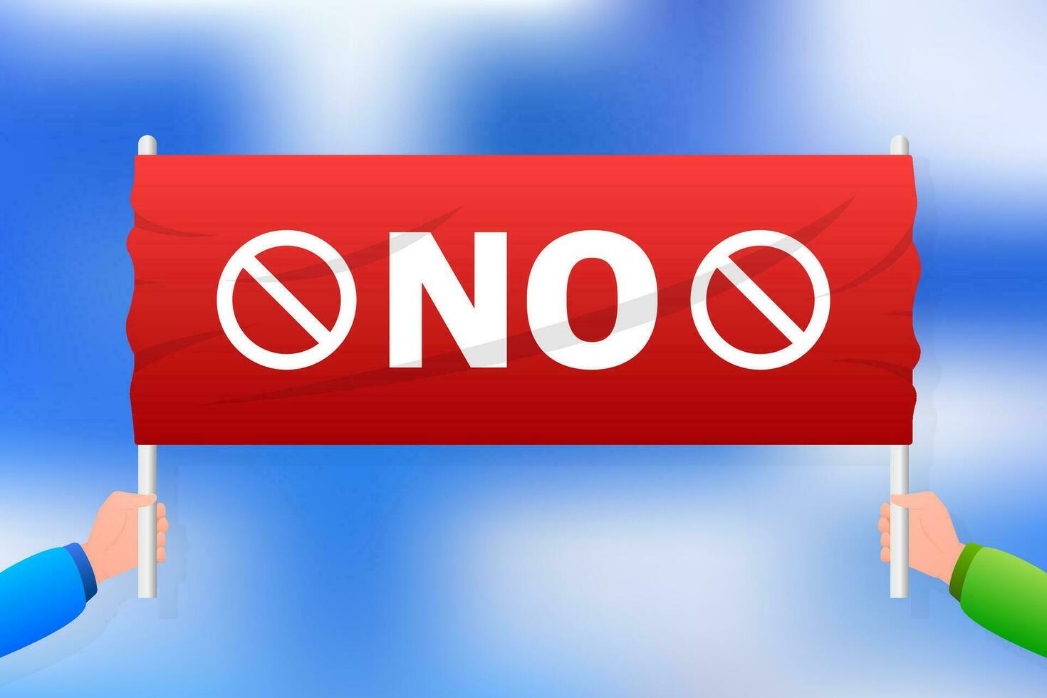 No red placard. Protest concept on blue background vector