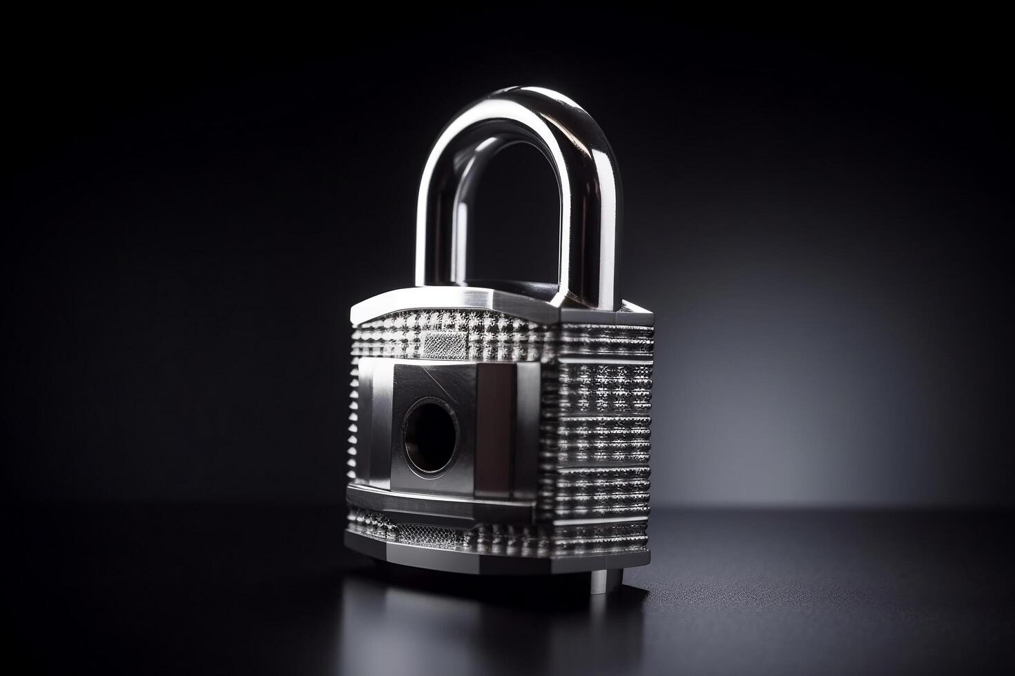 Closed technological and security padlock photo